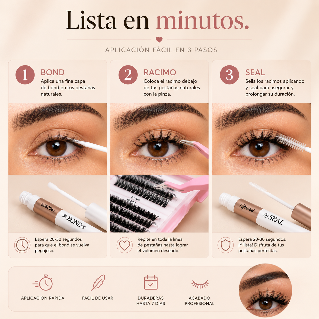 pestañas de racimo